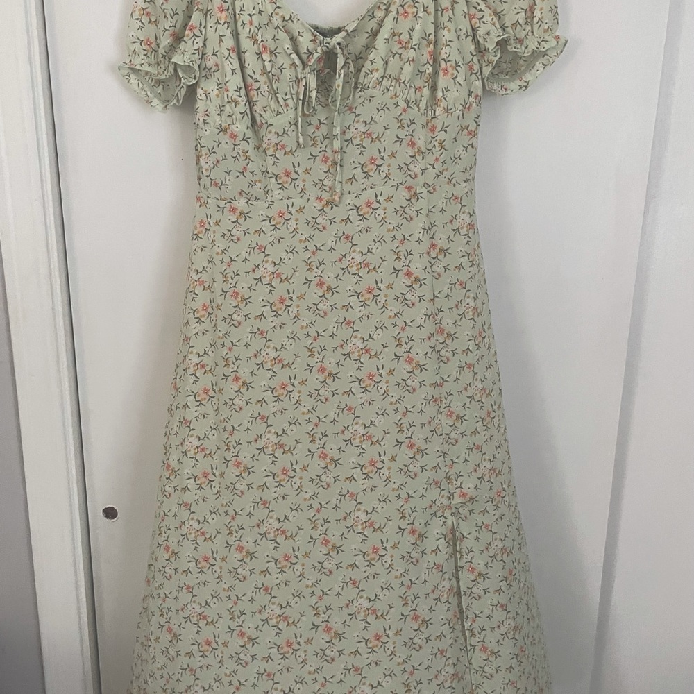 Mint green Floral dress